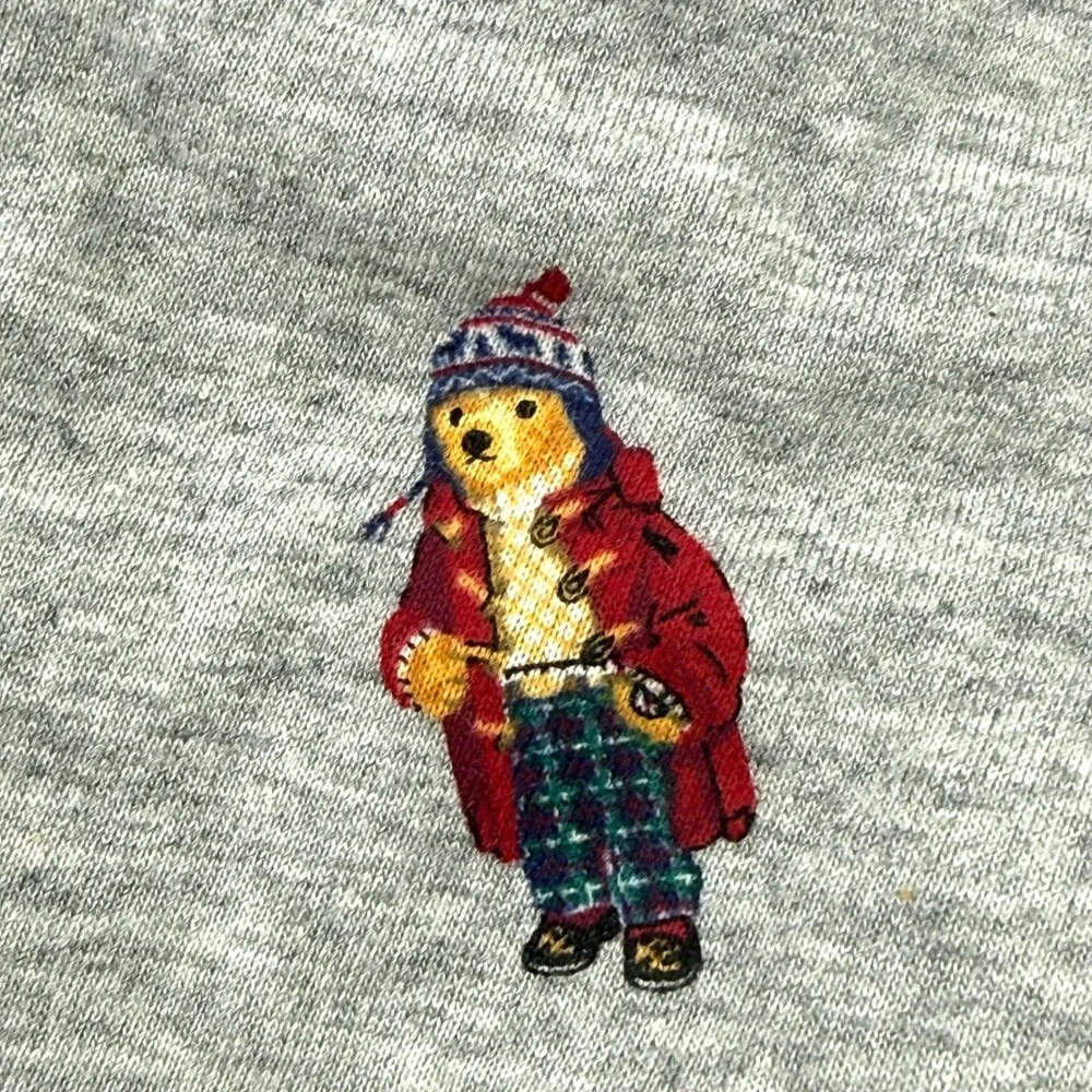 Polo Ralph Lauren Jogger Pajama Pants Mens XL Gray Polo Bear All Over Print